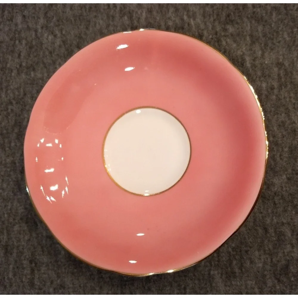 Aynsley Teacup & Saucer Pink Cabbage Rose Corset Bone China Gold Gilt‎ England